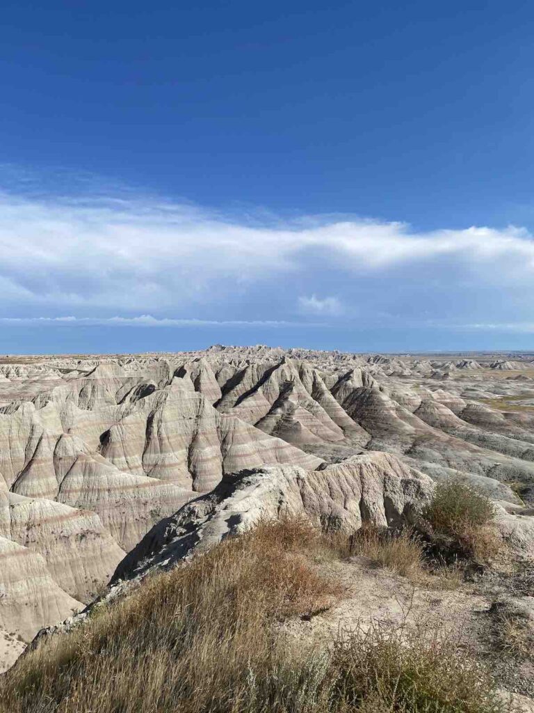 Vue panoramique sur le Badlands National Park